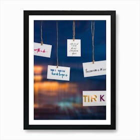 A Collection Of Multilingual Thank You Tags Each Featuring A Different Typeface And Script Parked (7) Art Print