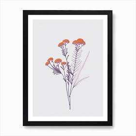 Yarrow Floral Minimal Line Drawing 5 Flower Art Print