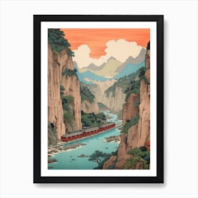 Kurobe Gorge, Japan Vintage Travel Art 1 Art Print