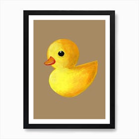 Yellow Rubber Duck beige painting bathroom art bathtub cartoon funny kids children toy Art Print