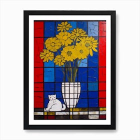 Queen With A Cat 1 De Stijl Style Mondrian Art Print