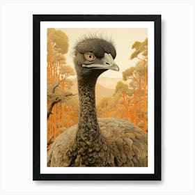 Dark And Moody Botanical Emu 1 Art Print