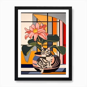 Anemone With A Cat 1 Abstract Expressionist Art Print