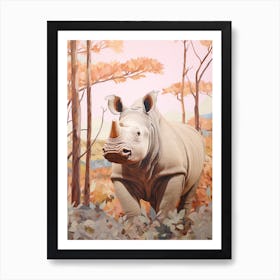 Pastel Pencil Crayon Style Rhino 3 Art Print