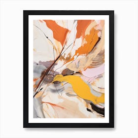 Yellow And Orange Autumn Abstract Painting Art Print