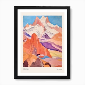 Aoraki New Zealand 3 Colourful Mountain Illustration Poster Art Print