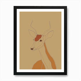 Antelope - Boho, Line Art 3 Art Print