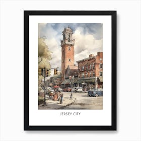 Jersey City Watercolor 4travel Poster Art Print