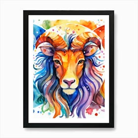 Zodiac Aries Watercolor 1024x1600 Art Print