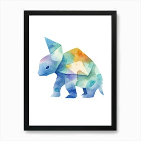 Baby Triceratops Dinosaur Watercolour Illustration 2 Art Print