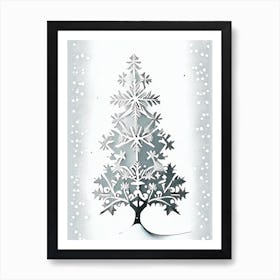 Snowfalkes By Christmas Tree, Snowflakes, Marker Art 1 Art Print