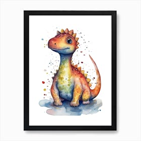 Edmontosaurus Cute Dinosaur Watercolour 2 Art Print