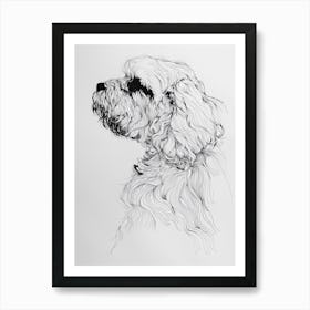 Lhasa Apso Dog Line Sketch 2 Art Print