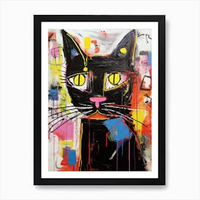 Black Cat Tales: The Graffiti of Basquiat style Art Print