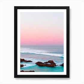 Cala Estreta Beach, Costa Brava, Spain Pink Photography 2 Art Print