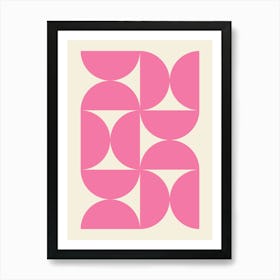 Bauhaus Pink Semi Circles Pattern, vintage, retro, bauhaus, exhibition, museum, colorful, summer, mid century, pattern, european, french, shapes, pink, decor Art Print