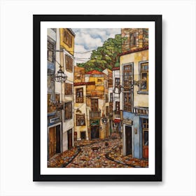 Painting Of Cape Town With A Cat In The Style Of Gustav Klimt 2 Art Print