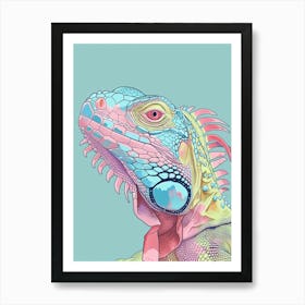 Blue Iguana Modern Illustration 3 Art Print