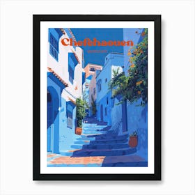 Chefchaouen Morocco Blue City Travel Art Illustration Art Print