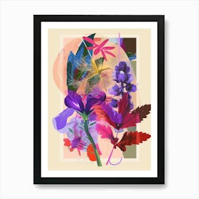 Aconitum 1 Neon Flower Collage Art Print