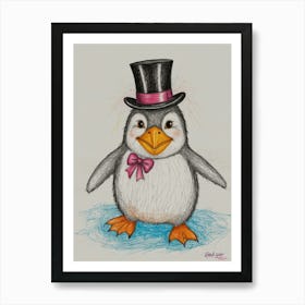 Penguin In Top Hat 2 Art Print