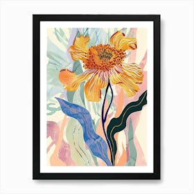 Colourful Flower Illustration Marigold 2 Art Print