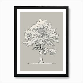 Elm Tree Minimalistic Drawing 4 Art Print
