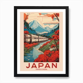 Oirase Stream, Visit Japan Vintage Travel Art 2 Art Print