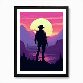 Cowboy In The Sunset 1 Art Print