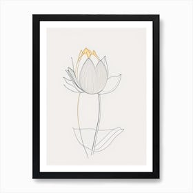 American Lotus Minimal Line Drawing 4 Art Print