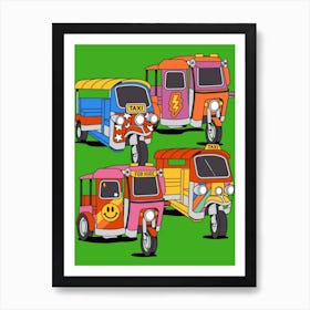 Green Colorful Tuk Tuk Asia Travel India Phillipines Thailand Art Print