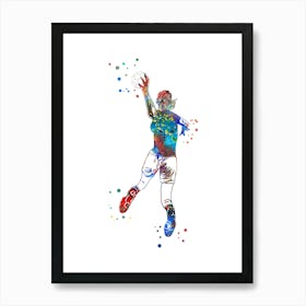 Handball Player Girl Hits The Ball 4 Art Print