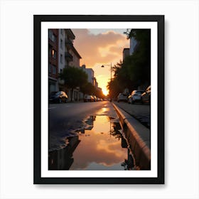 Serene Street Reflection Art Print