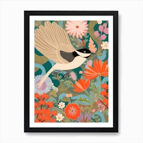 Maximalist Bird Painting Carolina Chickadee 1 Art Print