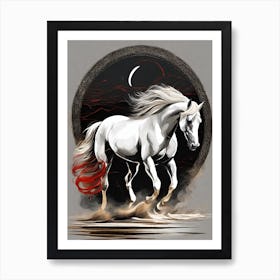 Horse In The Moonlight 18 Art Print
