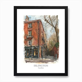 Islington London Borough   Street Watercolour 2 Poster Art Print