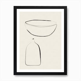 Still Life Vase And Bowl Minimal Sketch Line Art Print