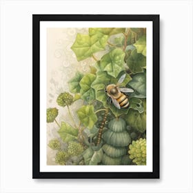 Ivy Bee Beehive Watercolour Illustration 1 Poster