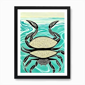 Blue Crab Linocut Art Print