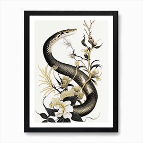 Northern Water Snake Gold And Black Art Print