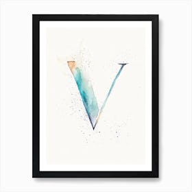 V, Letter, Alphabet Minimalist Watercolour 2 Art Print