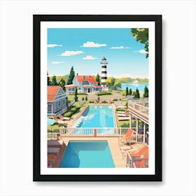 The Hamptons New York, Usa, Flat Illustration 2 Affiche