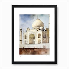 Taj Mahal, India 1 Watercolour Travel Poster Art Print