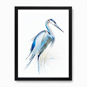 Blue Heron Aerial View Impressionistic 1 Art Print