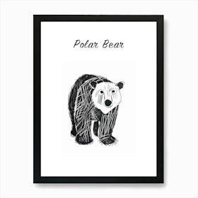 B&W Polar Bear Poster Art Print