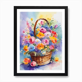 Basket Of Flowers 9 Art Print