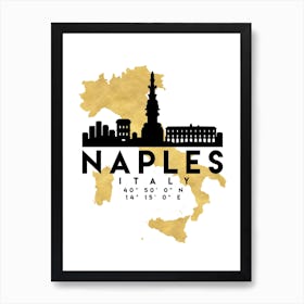 Naples Italys Silhouette City Skyline Map Art Print