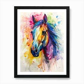 Horse Colourful Watercolour 1 Art Print