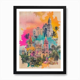 Mumbai   Retro Collage Style 4 Art Print