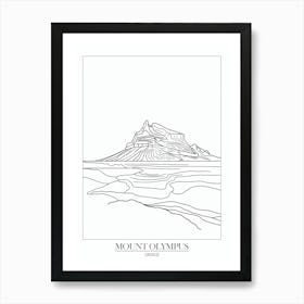 Mount Olympus Greece Line Drawing 8 Poster Art Print